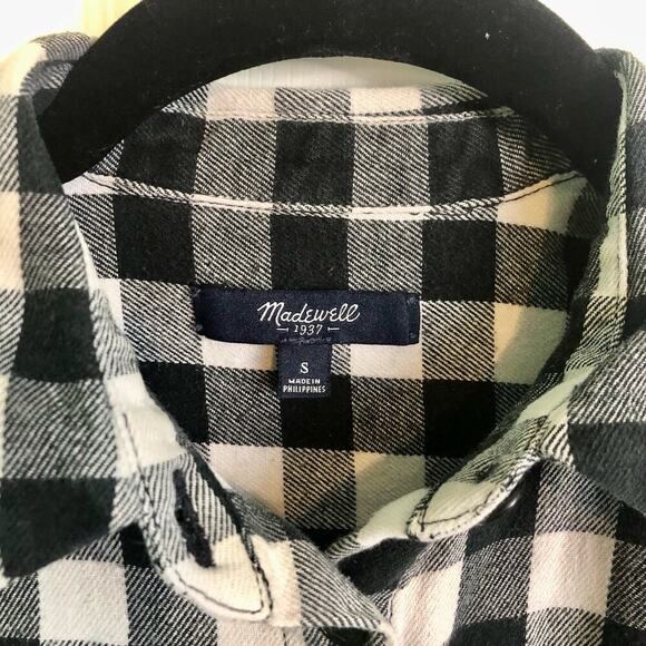 Madewell Women's Small Black & White Flannel Oversized Boyshirt in Buffalo Check - Picture 3 of 5